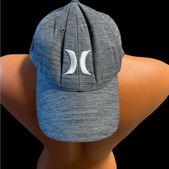 Hurley Blue Gray FlexFit Hat Icon Logo Fitted Cap Skater Surfer Beach - Picture 6 of 12